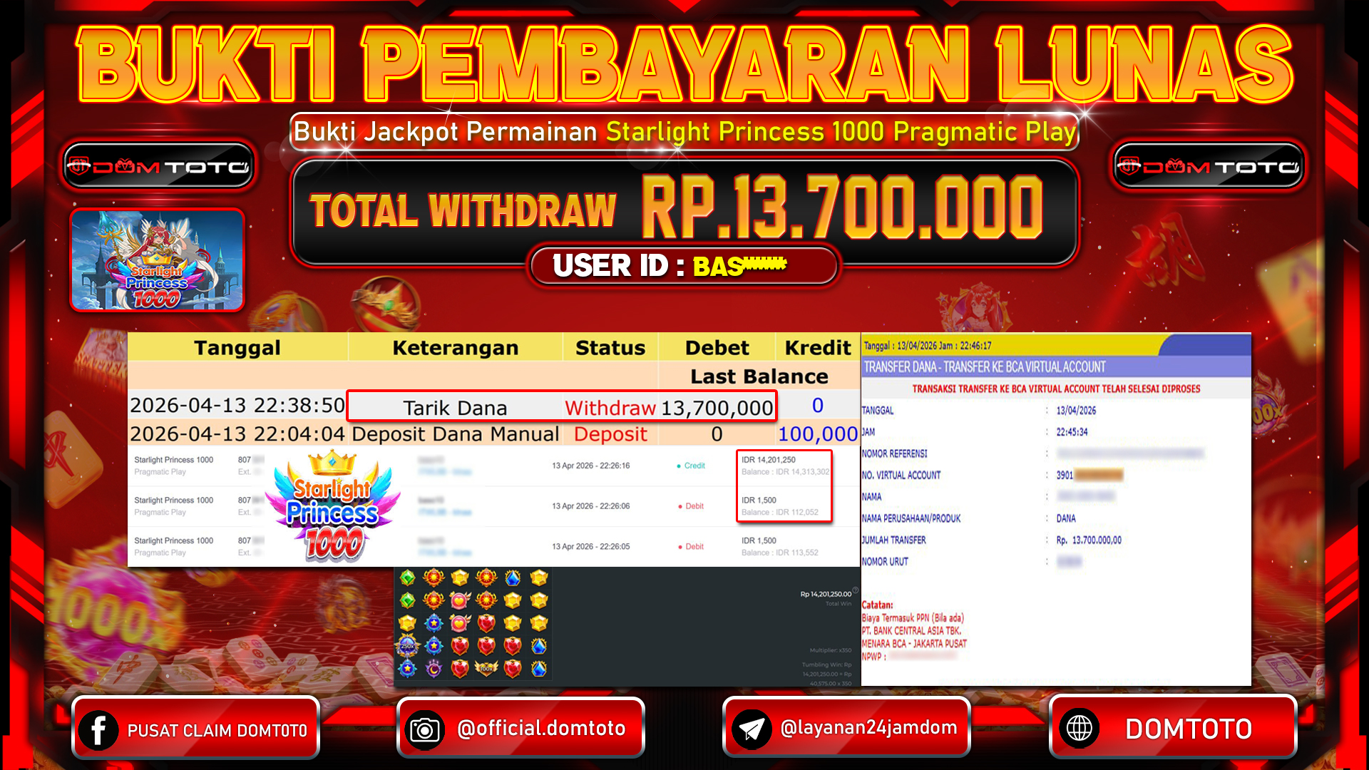 JACKPOT SLOT Starlight Princess 1000 Pragmatic Play 13 APRIL 2026